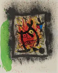 Hommage à Curt Burgauer by Joan Miró, 1969, Farblithografie auf Velin, sold Jan 2020