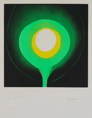 Telegrün by Otto Piene, 1969, Farbserigrafie auf leichtem Karton, sold Jan 2020
