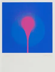 Teleblau by Otto Piene, Farbserigrafie auf leichtem Karton, sold Oct 2019