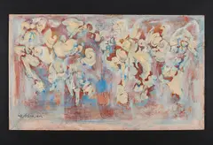 Hans Werdehausen, Blüten, 1962/63, Übermalte Collage auf Karton
