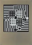 Ohne Titel by Victor Vasarely, Serigrafie auf grauem Velin, sold Mar 2020