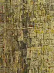 Composition XI ("Midi") by Karl Fred Dahmen, 1955, Öl auf Leinwand, sold Nov 2019