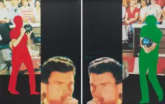 John Baldessari, Two Bowlers (with Questioning Person), 1994, 2 Farblithografien&-serigrafien auf Papier