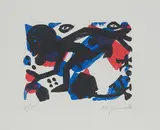A. R. Penck, Ohne Titel, Farblithografie auf Somerset (Wasserzeichen) in Passepartout montiert