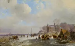 Cornelis Gerrit Verburgh, Eisvergnügen, Öl auf Leinwand