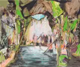 Hernan Bas, Wash Up (cave of enlightenment), 2009, oil on canvas laid on panel