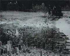 The Bruce High Quality Foundation, Hooverville, 2011, silkscreen ink on canvas