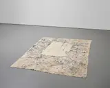 Oscar Murillo, perhaps there‘re easier ways (I) OM/MM, 2012, paper collage, tape, gravel, acrylic and mixed media collage on stitched linen