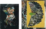Katy Moran, moonmen, 2010, acrylic, watercolour and paper collage on canvas, diptych
