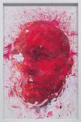 Aveugle rouge by Philippe Pasqua, 2007, oil and ink on printed paper mounted on canvas, in artist's frame, sold Dec 2019