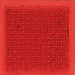 Tableau Clous by Bernard Aubertin, 1970, Nägel auf Holz, rot bemalt, sold Dec 2019