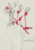 Andy Warhol, Hand with Flowers, 1957, hand-coloured lithograph on paper