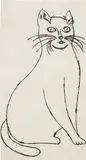 Andy Warhol, Sam Sitting, 1955, Indian ink and gold leaf on paper