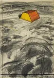 Christo, Otterlo Mastaba (Project for Rijksmuseum Kröller-Müller), 1973, charcoal, gouache, pen and graphite on paper