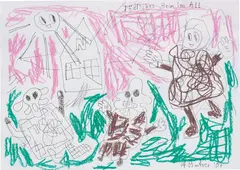 Tödliches Heim im All by André Butzer, 2007, crayon, pen and graphite on paper, sold Dec 2019