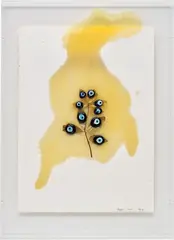 Fabrice Hyber, Yeux, 2008, resin and glass on paper in Perspex box