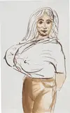 John Currin, Big Breasted Woman, 1988, ink on paper