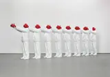 Liu Bolin, Red hand, 2008, coloured resin and fibreglass, in 8 parts