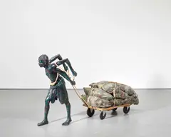 Rajesh Ram, Towards a New Tomorrow, 2009, paper and paint on fibreglass, iron, painted wood, wood, rope and rubber