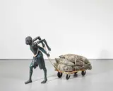 Rajesh Ram, Towards a New Tomorrow, 2009, paper and paint on fibreglass, iron, painted wood, wood, rope and rubber