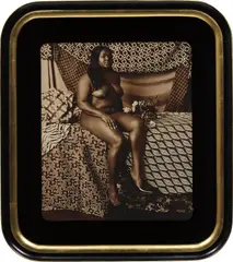 Mickalene Thomas, Courbet 1 (Melody: Sitting), 2011, polaroid, in artist's frame