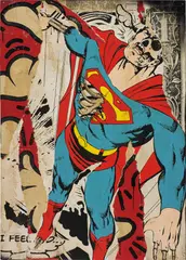 D*Face, Superman, 2007, acrylic and paper collage on panel