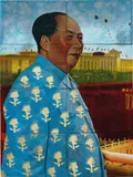 Ren Rong, Mao, 2007, oil on paper collage laid down on panel, in 8 parts