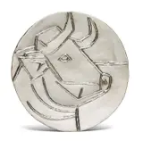 Tête de taureau (Bull's Head) by Pablo Picasso, 1956, Repoussé silver plate, sold Jan 2019