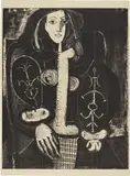 Femme au fauteuil No. 1 (d'après le rouge) (Armchair Woman No. 1, from the red) by Pablo Picasso, 1948, Lithograph, on Arches paper, the full sheet, sold Jan 2019