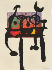 Le Samouraï (The Samurai) by Joan Miró, 1968, Aquatint in colours with carborundum, on Mandeure rag paper, the full sheet, sold Jan 2019