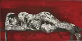 William Kentridge, Sleeper Red, from Sleeper Series, 1997, Etching and aquatint in colours with drypoint, on Arches paper, the full sheet