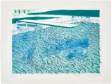 David Hockney, Lithograph of Water Made of Lines, a Green Wash, and a Light Blue Wash, 1978-80, Lithograph in colours, on TGL handmade paper, with full margins