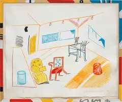 Conversation in the Studio, from Moving Focus Series by David Hockney, 1984, Lithograph in colours, on TGL handmade paper, with full margins, sold Jan 2019