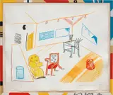 David Hockney, Conversation in the Studio, from Moving Focus Series, 1984, Lithograph in colours, on TGL handmade paper, with full margins