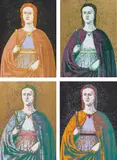 Saint Apollonia by Andy Warhol, 1984, Four unique screenprints in colours, on Essex Offset Kid Finish paper, the full sheets, sold Jan 2019