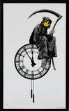 Grin Reaper by Banksy, 2005, Screenprint in colours, on grey wove paper, the full sheet, sold Jan 2019