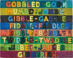 Gobbledygook by Mel Bochner, 2017, Monoprint with collage, engraving, embossing and oil paint in colours, on handmade and hand-dyed Twinrocker paper, the f, sold Jan 2019