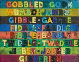 Mel Bochner, Gobbledygook, 2017, Monoprint with collage, engraving, embossing and oil paint in colours, on handmade and hand-dyed Twinrocker paper, the full sheet