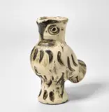 Pablo Picasso, Chouette (Owl), 1968, White earthenware turned vase, painted in colours, with knife engraving and partial brushed glaze,