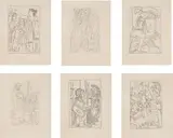 Pablo Picasso, Lysistrata, 1934, The complete set of six etchings (one with drypoint), with text, title page, reproductions and justification, on BFK Rives paper, with full margins, bound (as issued), with the original paper-covered boards contained in the original blue cloth-bound dust jacket