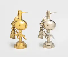Wifredo Lam, Oiseau de Feu; and Oiseau de Fer (Bird of Fire; and Bird of Iron), circa 1970, Two brass multiples, one polished and one chrome-plated