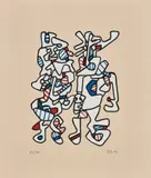 Jean Dubuffet, Parade nuptiale (Courtship), 1973, Screenprint in colours, on tan Canson paper, with full margins,