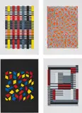 Anni Albers, Connections, 1925/1983, The complete set of nine screenprints in colours, on Cartiere Miliani of Fabriano Umbria Italia and Fabriano Cotton papers, with full margins, with an introduction From the Line to the Texture by the publisher, the sheets loose (as issued) contained in the original paper-covered cardboard portfolio with printed title