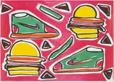 Katherine Bernhardt, Cheese Burger Deluxe, 2016, Lithograph in colours, on Somerset Velvet paper, with full margins
