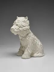 Puppy Vase by Jeff Koons, 1998, Glazed white ceramic vase, contained in the original Stryrofoam-lined white and blue cardboard box, sold Jan 2019