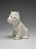 Puppy Vase by Jeff Koons, 1998, Glazed white ceramic vase, contained in the original Stryrofoam-lined white and blue cardboard box, sold Jan 2019