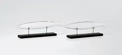 Barracuda Fish by François-Xavier Lalanne, 1993, Two clear crystal Barracuda fish, with accompanying wooden bases, contained in the original red Baccarat boxes, sold Jan 2019