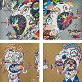 Homage to Francis Bacon (Study of Isabel Rawsthorne); Homage to Francis Bacon (Study of George Dyer); Homage to Francis Bacon (Study for Head of Isabel Rawsthorne and George Dyer); and Homage to Francis Bacon (Study for Head of Isabel Rawsthorne and George Dyer) by Takashi Murakami, 2016-17, Four offset lithographs in colours, on smooth wove paper, the full sheets, sold Jan 2019
