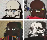 I open wide my eyes but see no scenery. I fix my gaze upon my heart; That I may time transcend, that a universe my heart may unfold; Initiate the speed of cerebral synapse at free will; and In the heart’s eye, a universe by Takashi Murakami, 2007-08, Four offset lithographs in colours, on smooth wove paper, the full sheets, sold Jan 2019