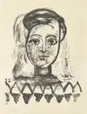 Jeune femme au corsage à triangles (Young Woman with Triangle Bodice) by Pablo Picasso, 1947, Lithograph, on Arches paper, with full margins, sold Sep 2019